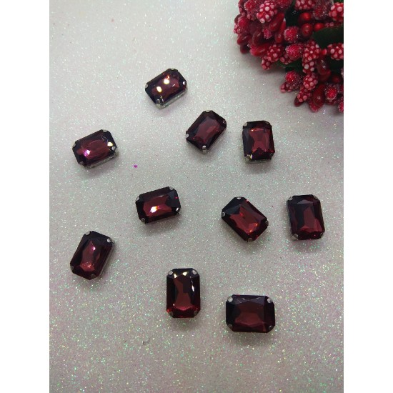 Стразы в цапах "Прямоугольник" цв. винный, цена за 1 шт